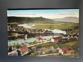 Alte PK Aare und Eisenbahn Brücke bei Brugg AG Gelaufen 1916