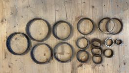 Stanzen antik, 16 Stück rund aus Metall