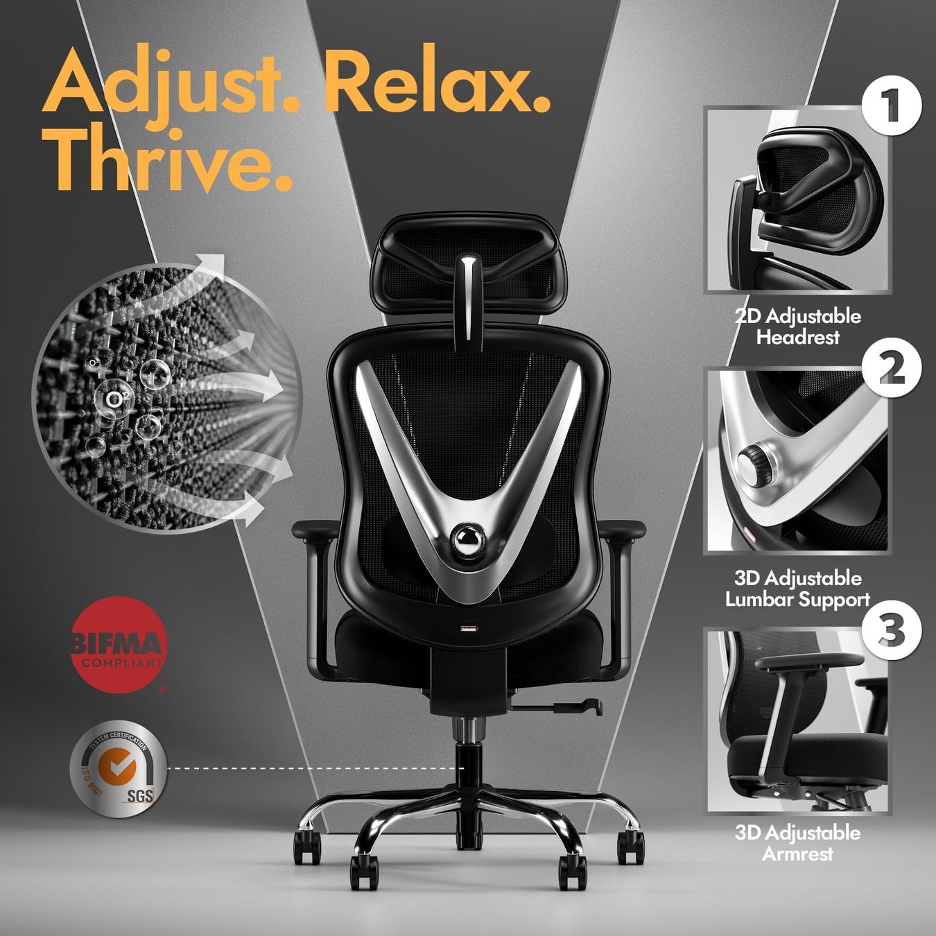 Chaises: Ergonomischer Bürostuhl mit 3D Lendenstütze – Neuf avec emballage d'origine à Dörflingen par Nixhub 3