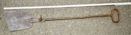 ANTIKES schmiedeiserner HEUSCHROTMESSER / Spaten JOH.MEIER 1