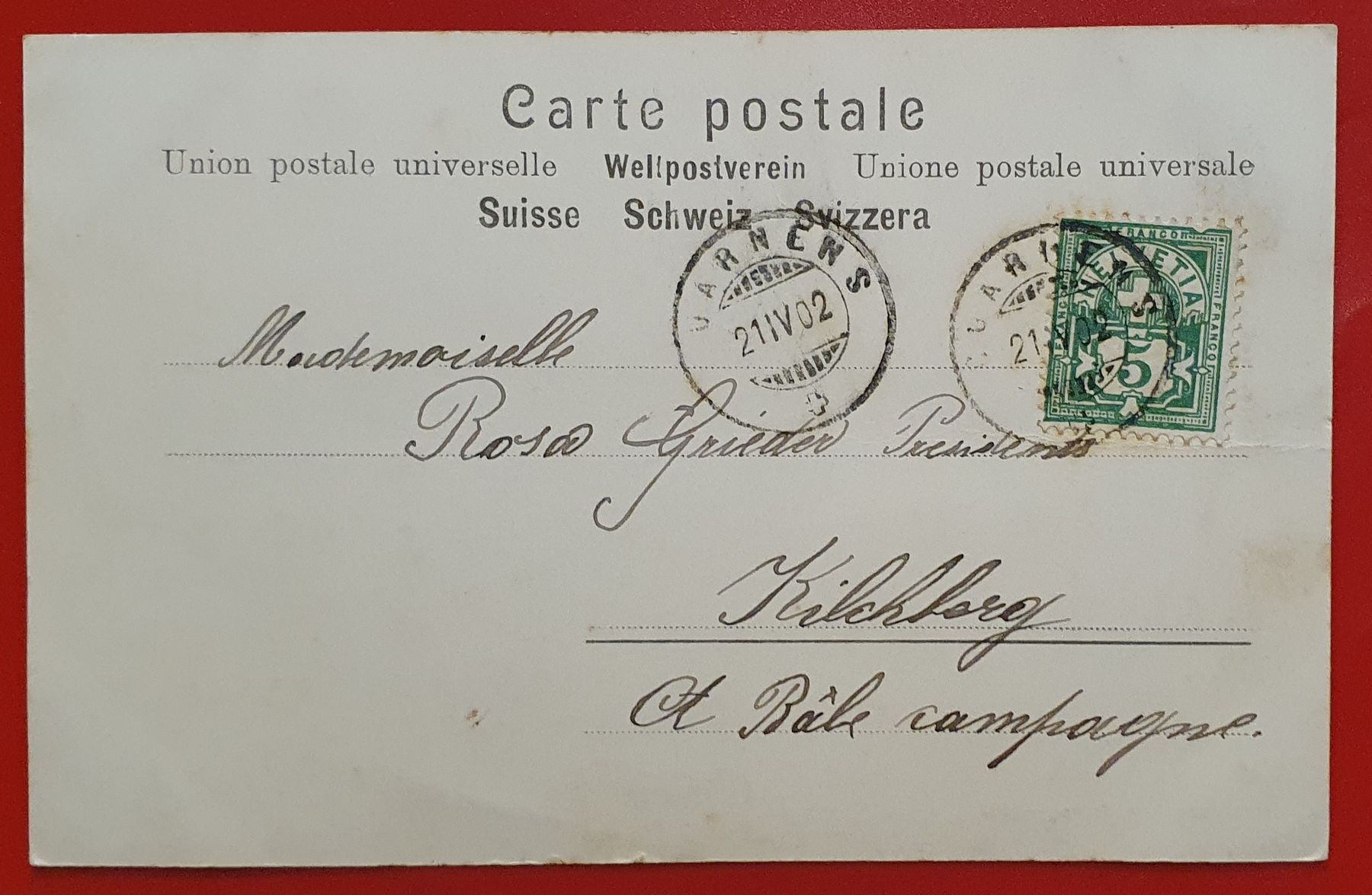 Cartoline postali: Cuarnens 1902 – Usato da Kreuzlingen venduto da Rschweiz1 1