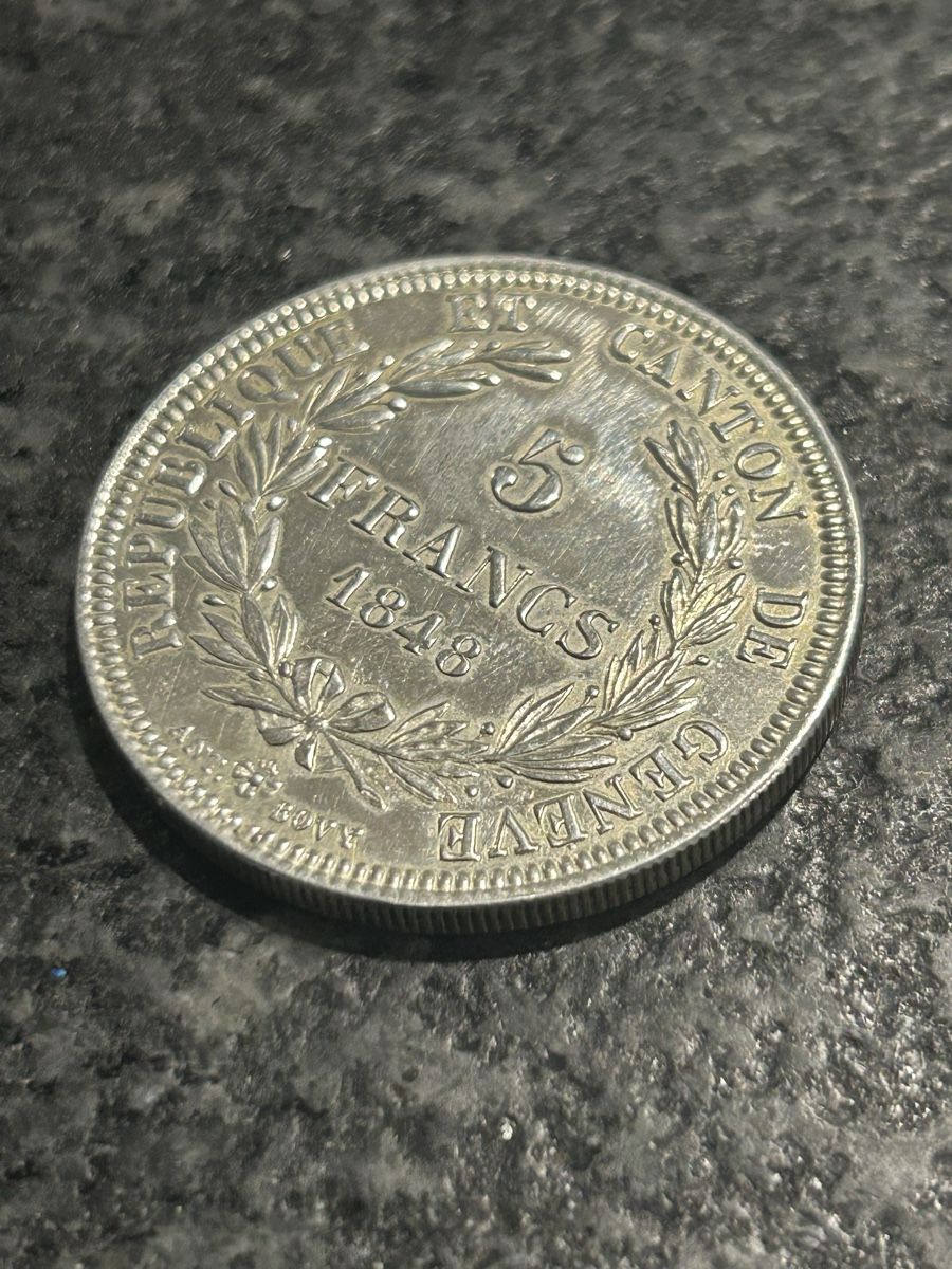 Tutti le monete: 5FR 1848 GENF silver/argent – Usato da Coppet venduto da VD-Antique 3