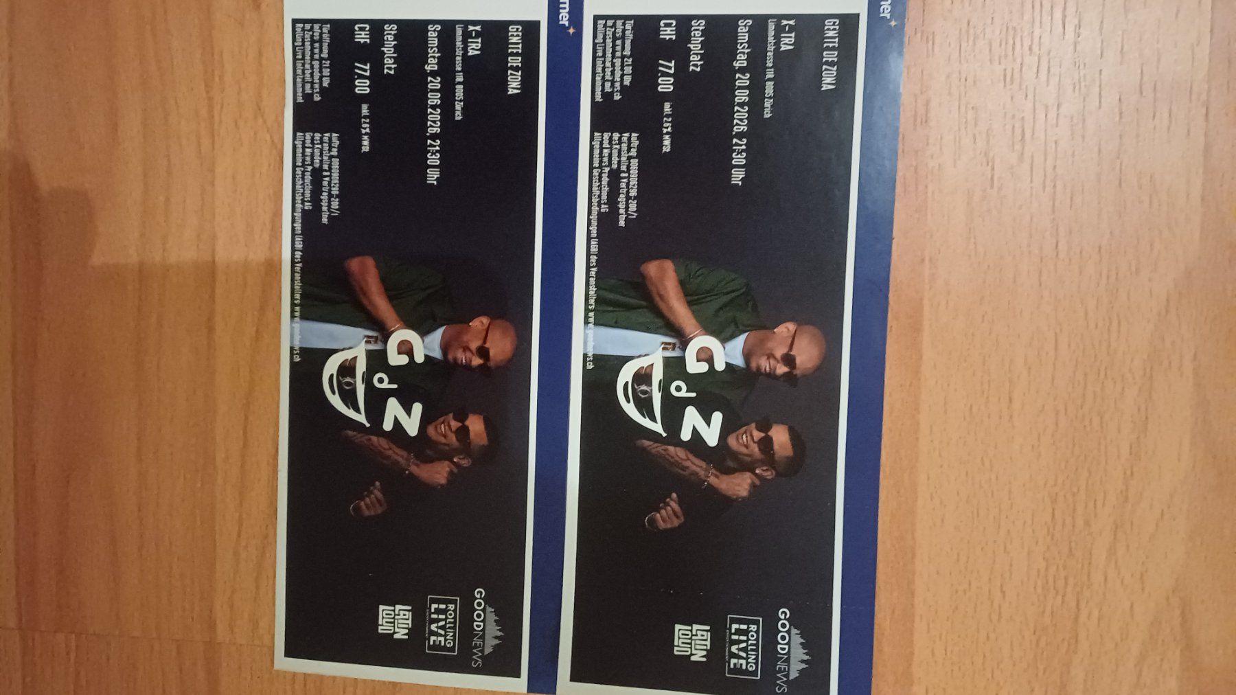 Biglietti: 2x Gente de Zona 20.06.26 – Usato da Walliswil-Nbipp venduto da rem_c86z