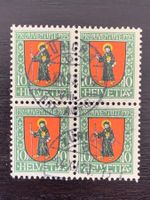 Viererblock, Pro Juventute 1923, gestempelt