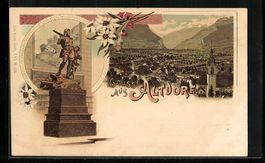 Litho Altdorf, Telldenkmal, Ortsansicht