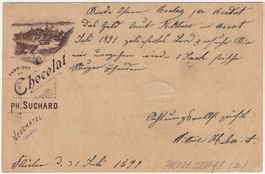 SUCHARD Postkarte - verwendet von FLÜELEN nach LUZERN