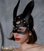 Maschera da coniglio nera in simipelle,-nuovo stile