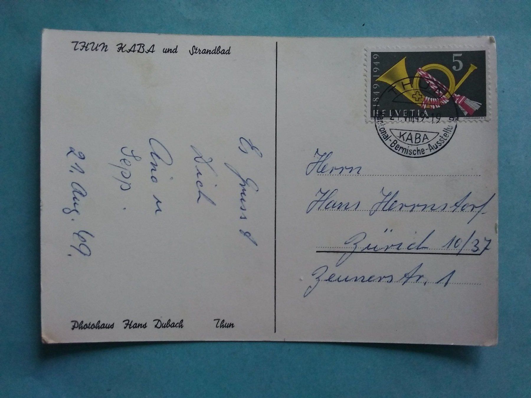 Cartoline postali: BE Thun KABA und Strandbad 1949 – Usato da Appenzell venduto da lama19 1