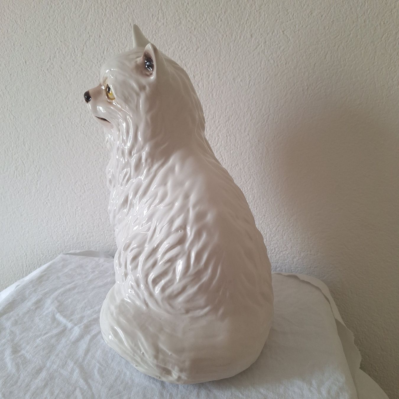 Skulpturen & Statuen: Vintage grosse Keramik Katze, weiss – Gebraucht aus Winterthur von Goldpipau 2