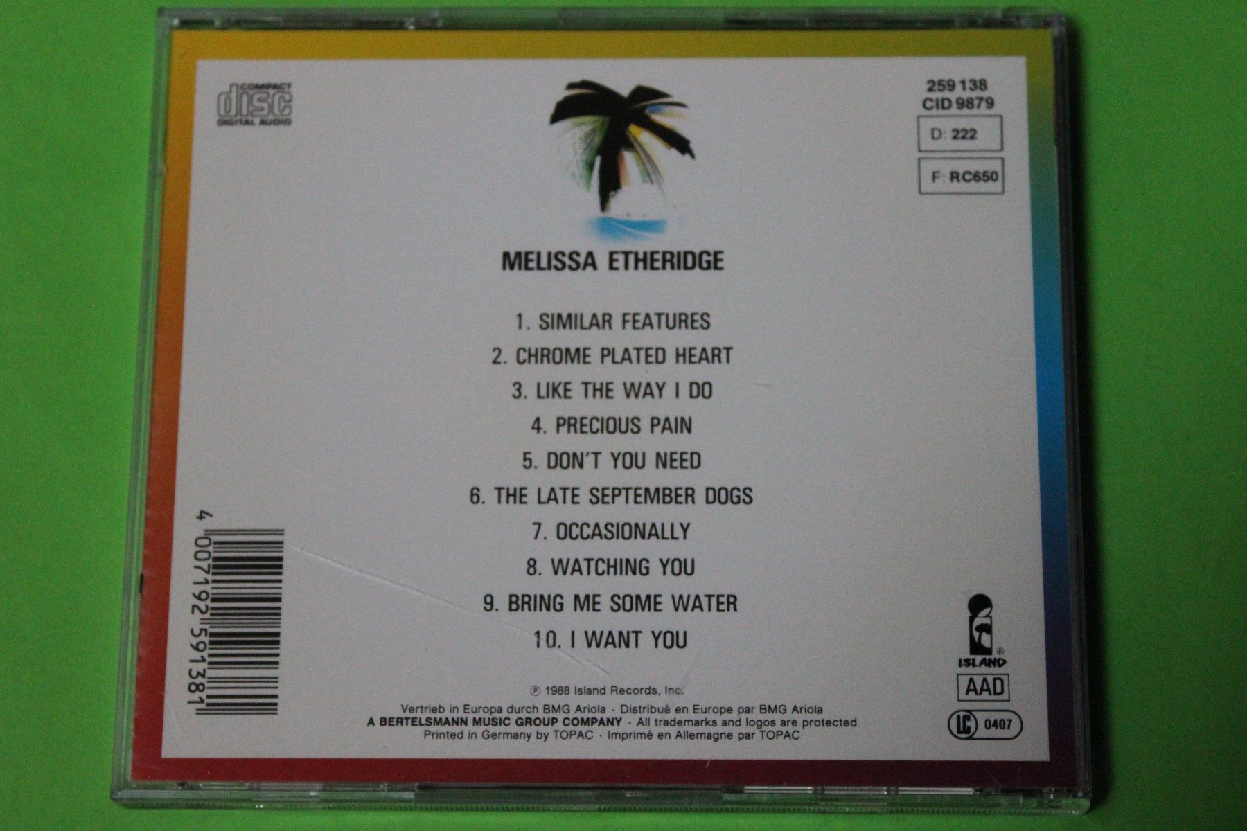 CDs: MELISSA ETHERIDGE - MELISSA ETHERIDGE CD 1988 Guter Zustand – Gebraucht aus Tübach von JamesStone 2