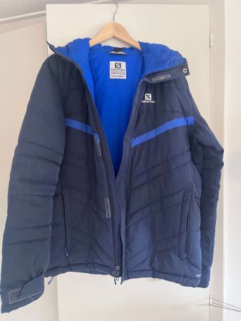 Skijacke Salomon blau schwarz Kapuze guter Zustand