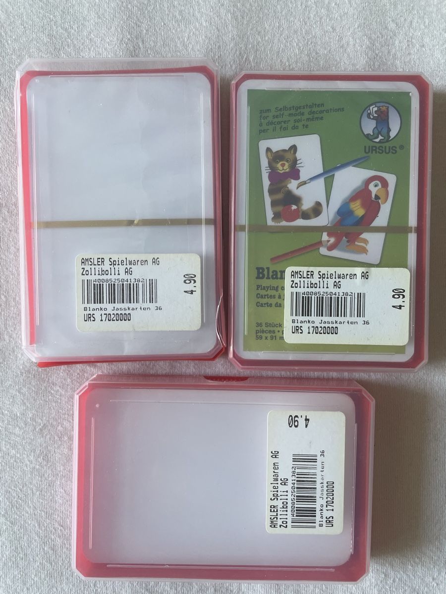 Giochi: Blanko Jasskarten/ Spielkarten – Nuovo e nell'imballaggio originale da Luzern venduto da madameglaser