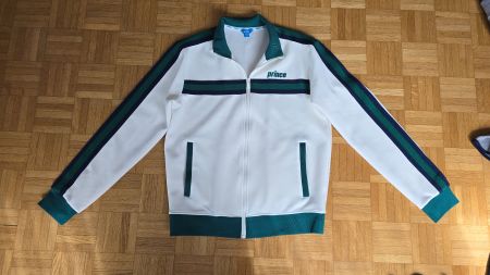 PRINCE ivory/green silky, zip up sweatshirt. EU M