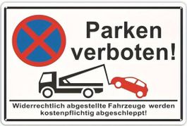 Aluschild Parken verboten! 30x20 cm