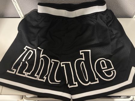 Rhude shorts black with white logo like new condition
