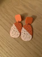 Ohrring orange beige gepunktet neuwertig