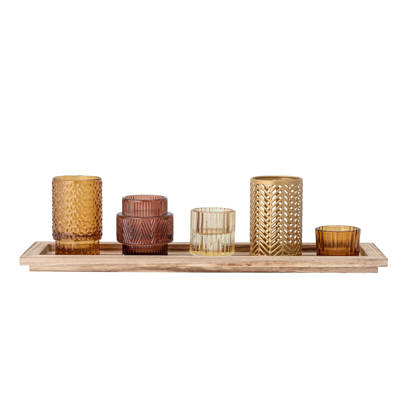 Bloomingville Portacandele: BLOOMINGVILLE Windlichter Elviena mit Holztablett, 6er-Set – Nuovo e nell'imballaggio originale da Arbon venduto da MaritK 4