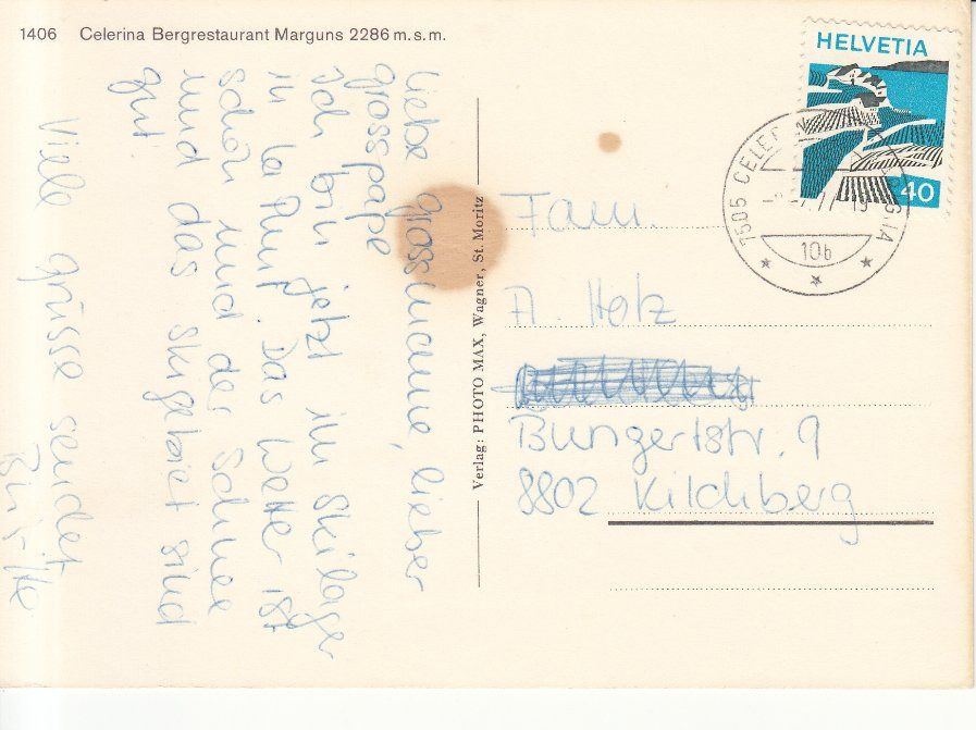 Cartoline postali: Celerina Marguns 1977 – Usato da Bürglen TG venduto da StampGraf 1