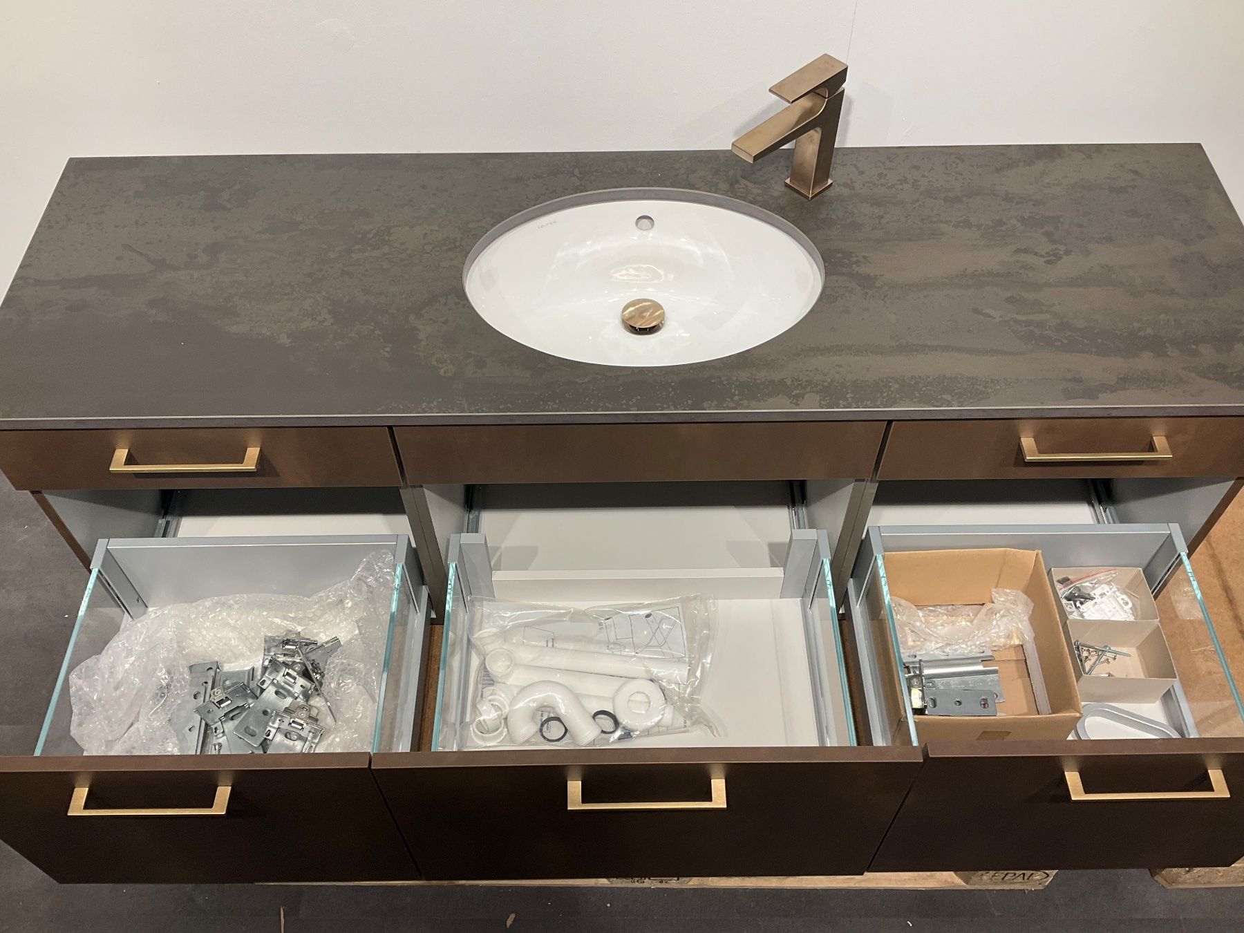 Mobili per bagno: 084 Leicht Badmöbelkombination, braun, Granit, 162cm – Nuovo (secondo la descrizione) da Derendingen venduto da Meisterstuecke 4
