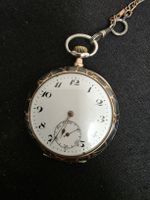 Elegante antike Silber Taschenuhr mit Kette, Sammlerstück