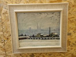 Winterliches Ölgemälde, signiert "Kone 7.1.77", gerahmt