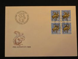 Pro Juventute FDC 1966 Nr. 219 Einheimische Wildtiere Block