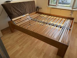 Massivholz Doppelbett 200 × 220 cm inkl. 2 verstellbaren Lat