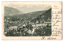 Relief-AK Chur, Totalansicht mit Falknis