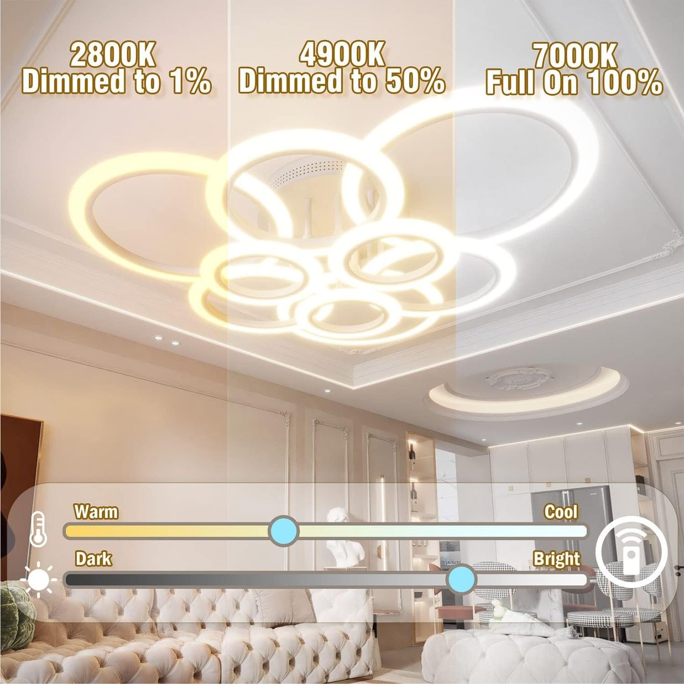 Lampadari & plafoniere: 120W Modern LED Deckenleuchte Dimmbar mit Fernbedienung – Nuovo e nell'imballaggio originale da Zürich venduto da NovaDen 2