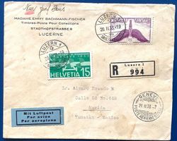 1933 Flugpost Luzern via Genève nach Yucatan Méx.mit Siegel