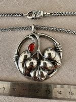 Jugendstil Floraler Anhänger Madaillon Silber 900 Handarbeit