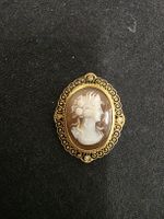 Brosche Cameo mit Strasssteinen verziert Gold 14 Karst