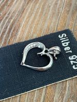 Silber Herz Anhänger 925 mit echten Zirkonia Steinen weiss
