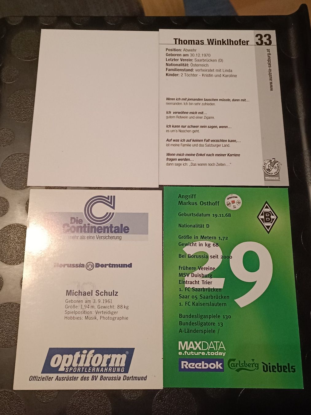 Autogramme: Fussball-Mix - 4 signierte Autogrammkarten - Set – Gebraucht aus Menziken von Artographs 1