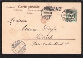 Stabstempel ILANZ in Versalien auf AK M.Sowerby , 28.ll.1905