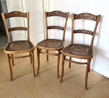 3 Wunderschöne Jugendstil Thonet-Holzstühle um 1900