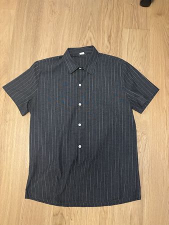 Herren Hemd kurzarm grau gestreift Grösse M neu