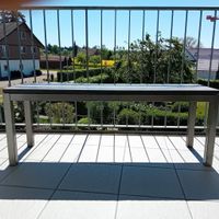 2x Elegante Gartenbank aus Metall & Granit 