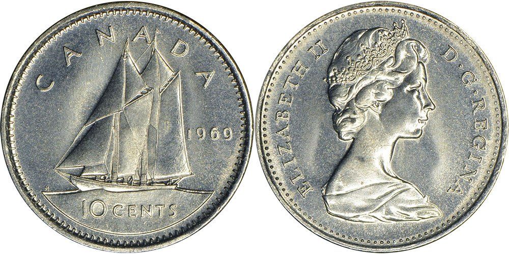 Alle Münzen: 10 Cent Canada 1969 – Neu (gemäss Beschreibung) aus Kriens von TSCH1