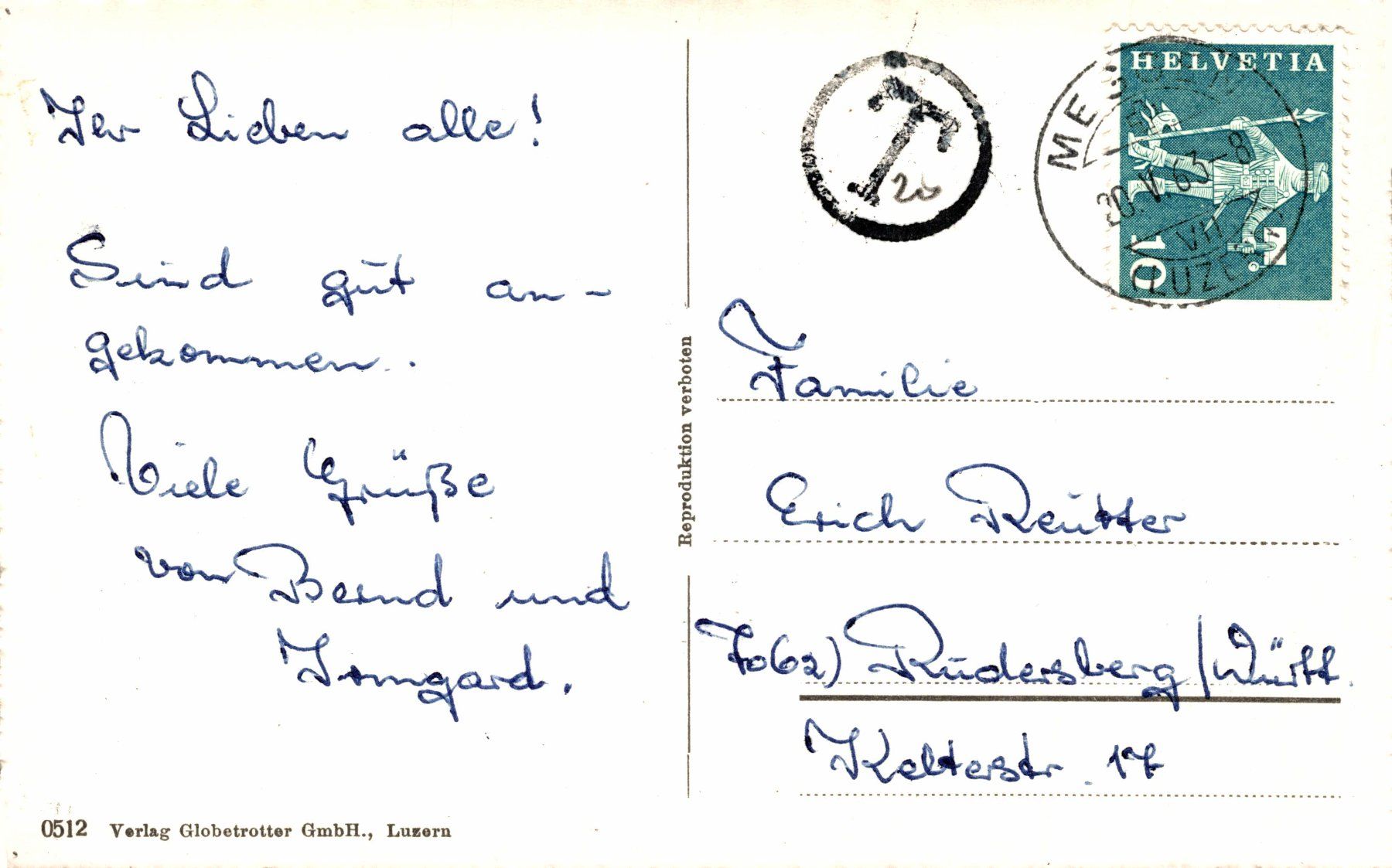 Cartoline postali: Meggen – Usato da Bronschhofen venduto da Astore 1
