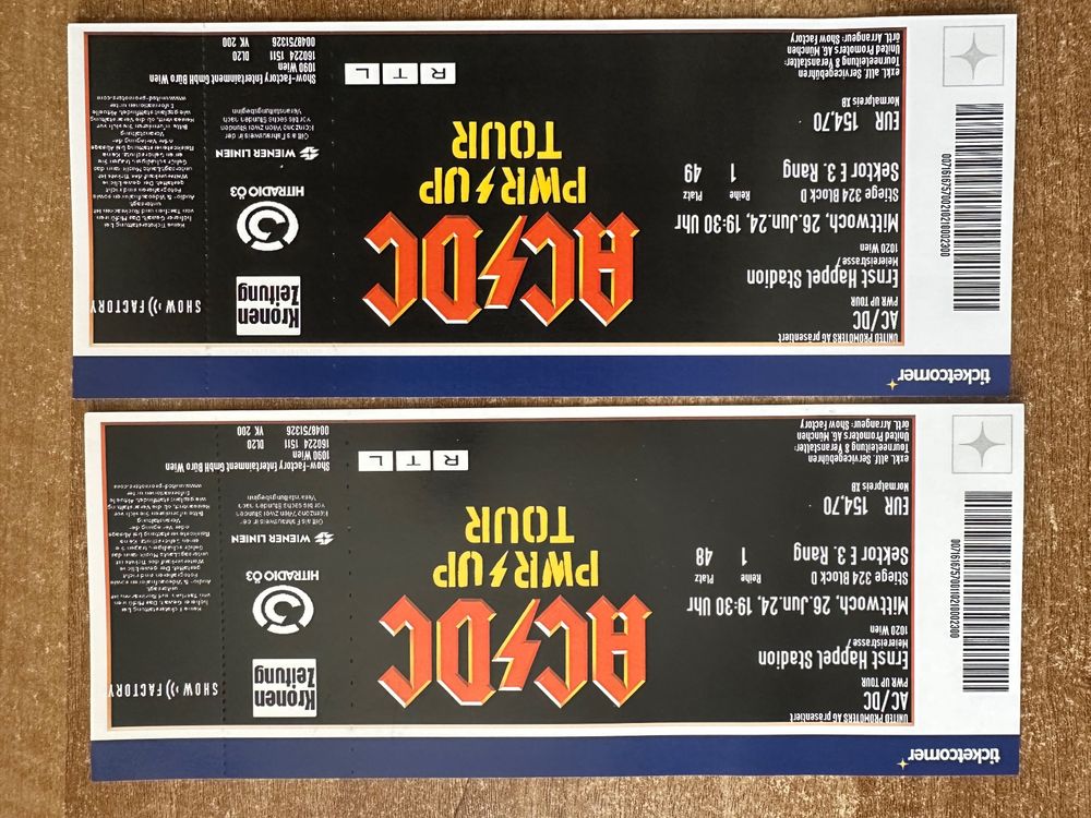 ACDC 2 billets concert Vienne | Kaufen auf Ricardo
