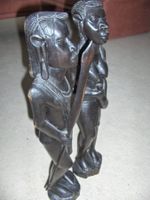 ZWEI schwere 50cm Ebenholz-Kunstfiguren (Handarbeit, Unikat)