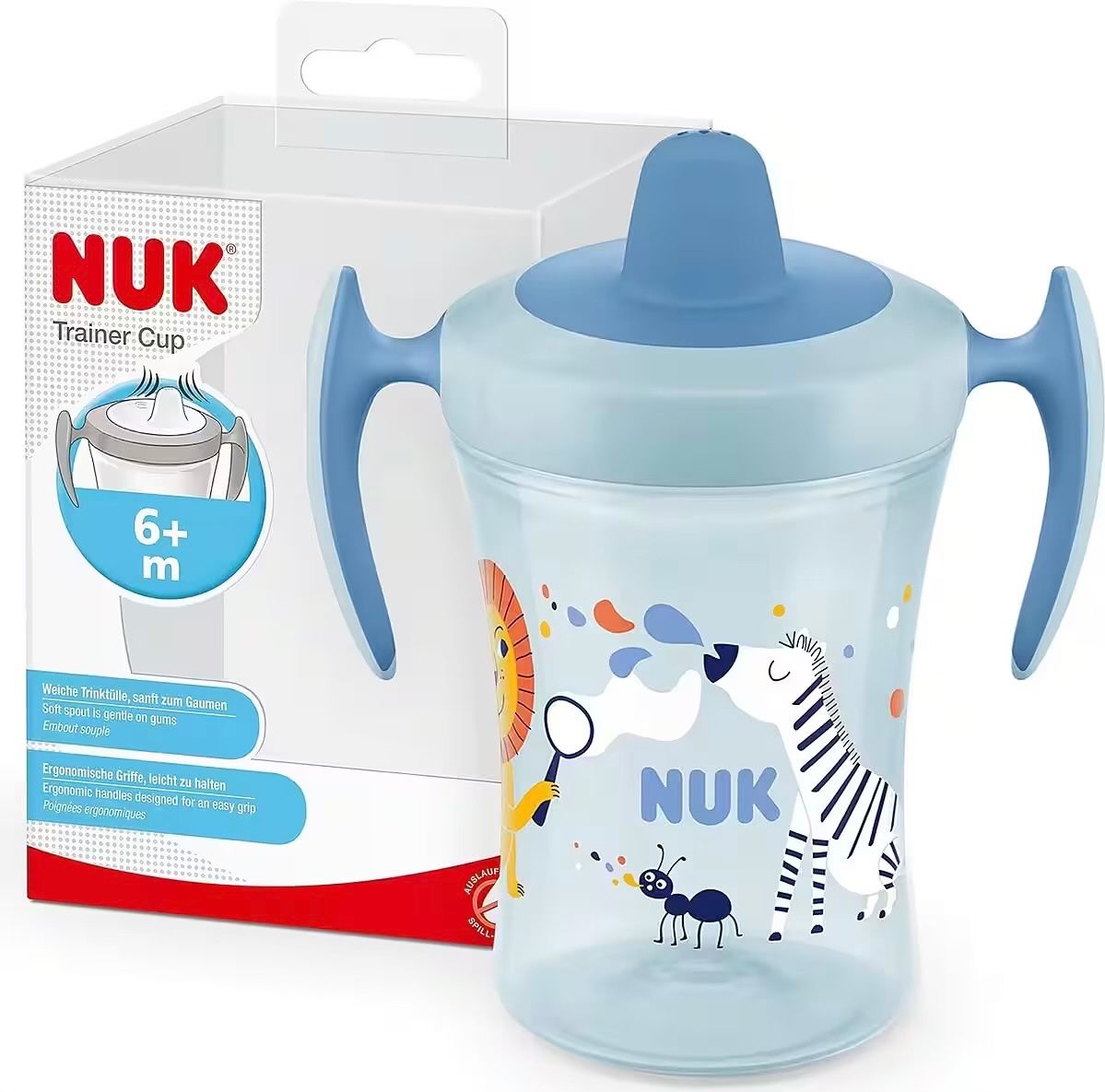 Pasti del neonato: NUK Trinkflasche Trainer Cup, 230ml, blau – Nuovo e nell'imballaggio originale da Basel venduto da Seifehuesli