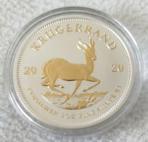 1 Oz Silber Krügerrand 2020  gildet / Teilvergoldet