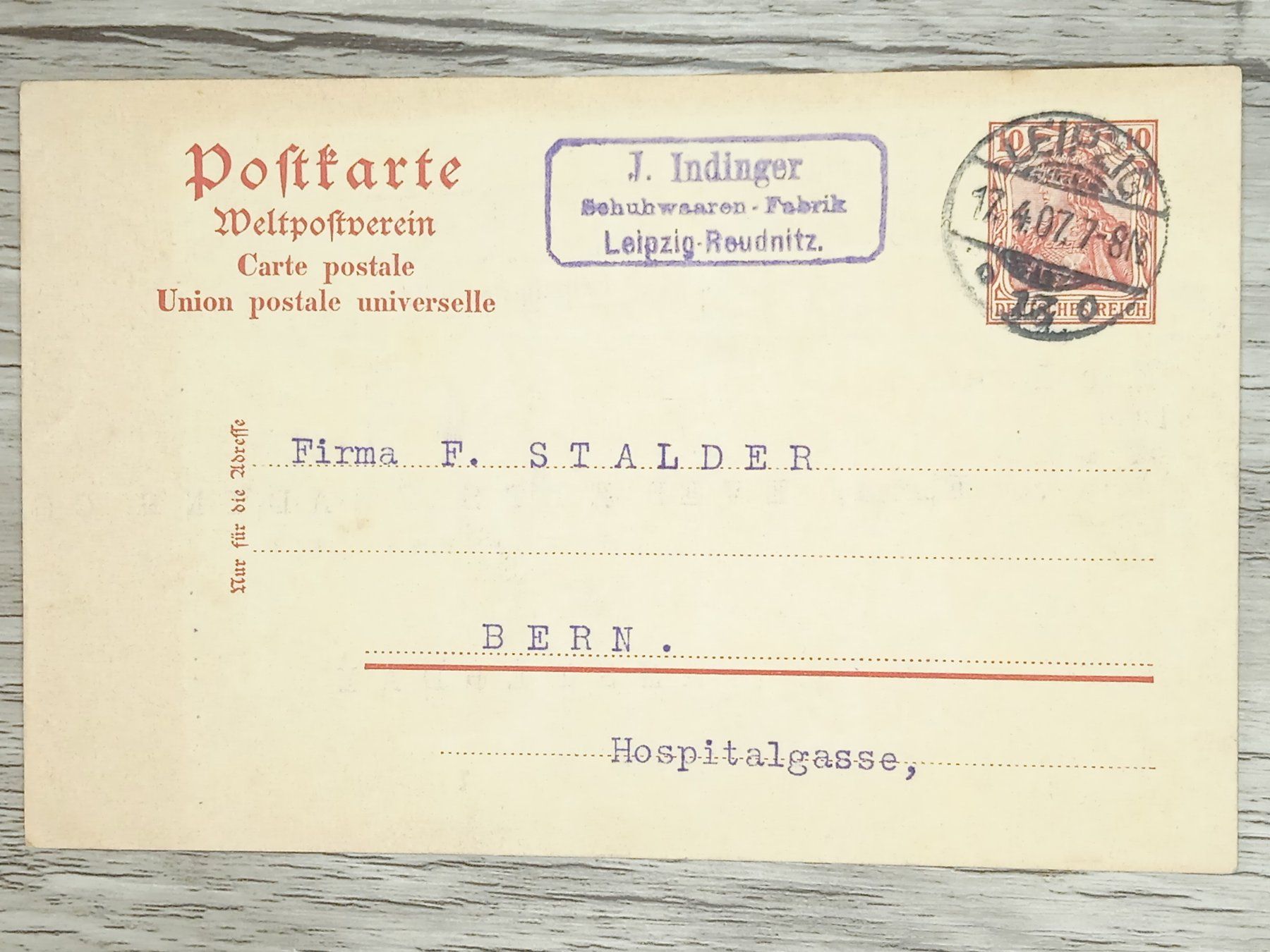 Alle Briefmarken: TR13 Carte Postale + Timbre Allemagne 1907 – Gebraucht aus Cousset von Patrick_Collections