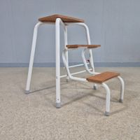Step-Stool Tritthocker 3-Tritt Hocker braun weiss