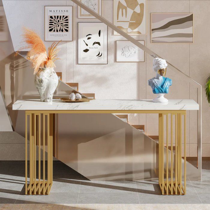 Tavoli: Konsolentisch 160cm Gold Marmor modern – Nuovo e nell'imballaggio originale da Gretzenbach venduto da Genfi-Shop 6