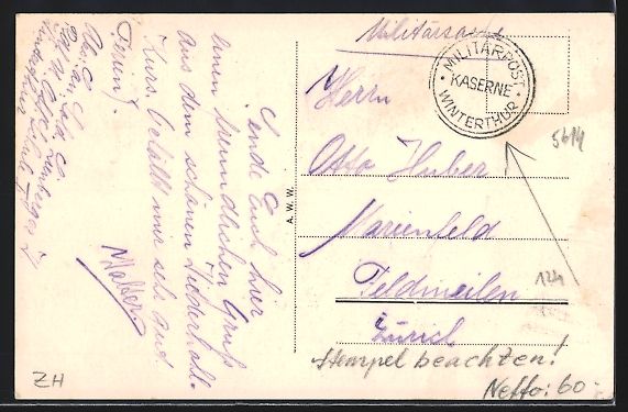 Cartoline postali: AK Winterthur, alte Kaserne – Usato da Berlin venduto da bartko-reher 1