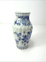 Delfter Fayence Vase Handbemalt Blau Weiss 17.5 cm signiert