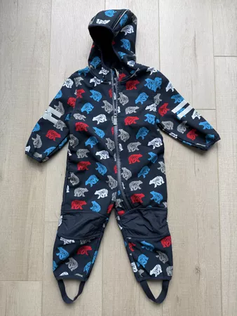 Softshell Overall Topomini Bärenmuster Grösse 80 blau